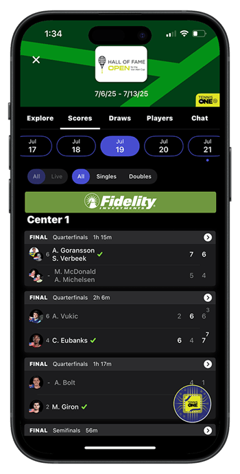TennisONE Phone App